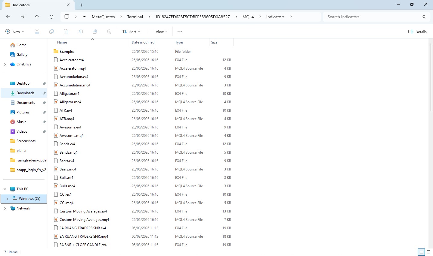 Isi folder Experts MetaTrader 4
